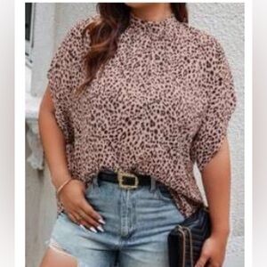 SHEIN Pink Animal Print Blouse